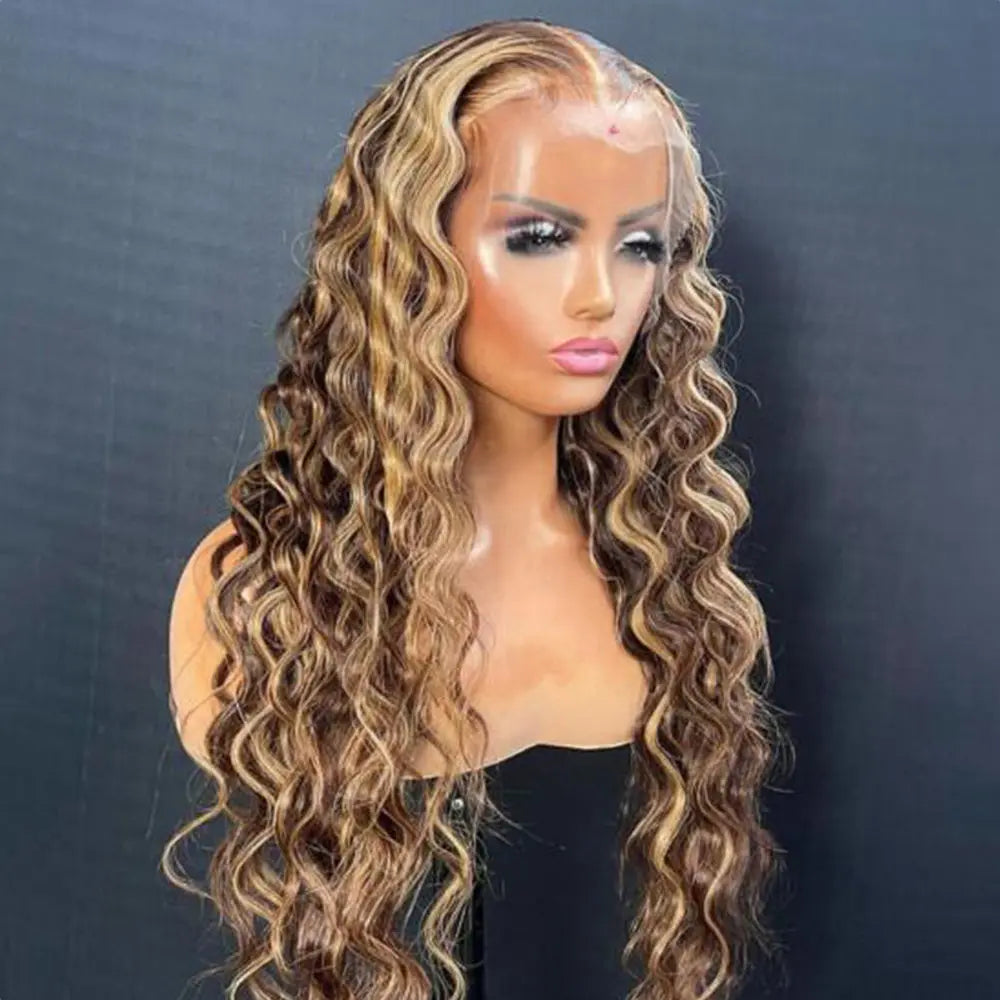 Brazilian Virgin Transparent HD Highlight Water Wave Human Lace Front Wig - GlossiChic Collection 8 Inches / 13x4 transparent lace front wig GlossiChic Collection