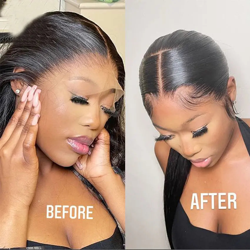 Invisible HD 5X5 Transparent Swiss Lace Closure Wig Super Thin Film Undectable Straight Brazilian Lace Front Human Hair Wigs - GlossiChic Collection 8 Inches / lace front wig GlossiChic Collection