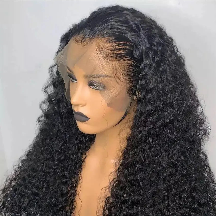 Brazilian human hair deep curly 13x4 lace front wig natural color pre-plucked hairline - GlossiChic Collection 10 Inches / natural color GlossiChic Collection