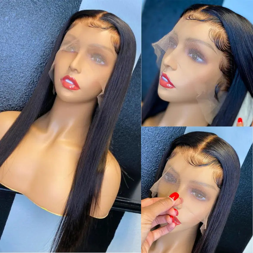 Brazilian virgin swiss hd cuticle aligned pre-plucked lace front human hair wig - GlossiChic Collection 10 Inches / natural color GlossiChic Collection