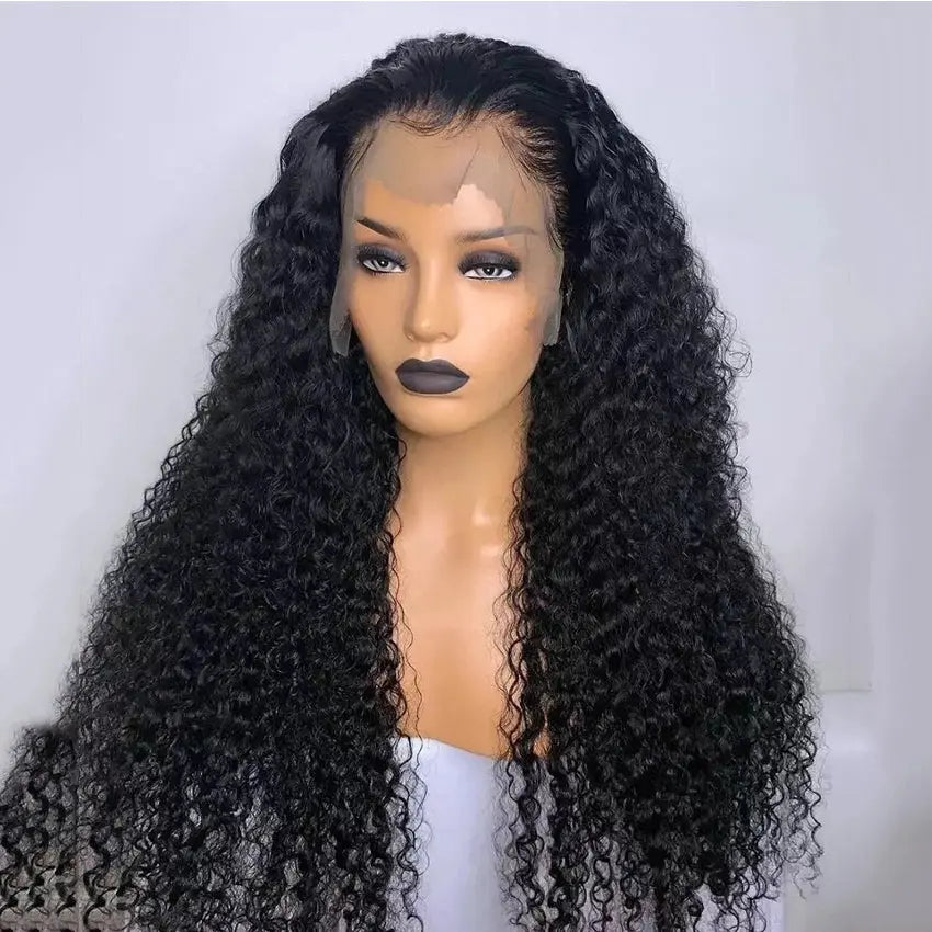 Brazilian human hair deep curly 13x4 lace front wig natural color pre-plucked hairline - GlossiChic Collection 10 Inches / natural color GlossiChic Collection