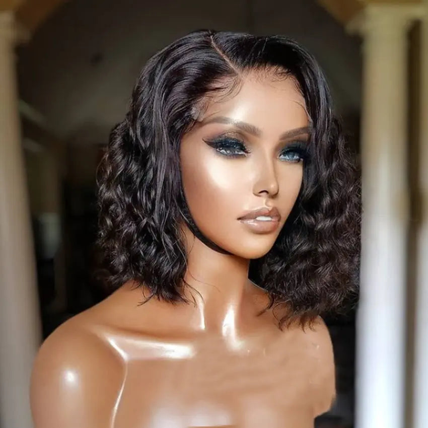 Virgin raw short bob 13x4 lace front wet and wavy human hair wig with baby hair - GlossiChic Collection 8 Inches / 13*4 lace front wig GlossiChic Collection