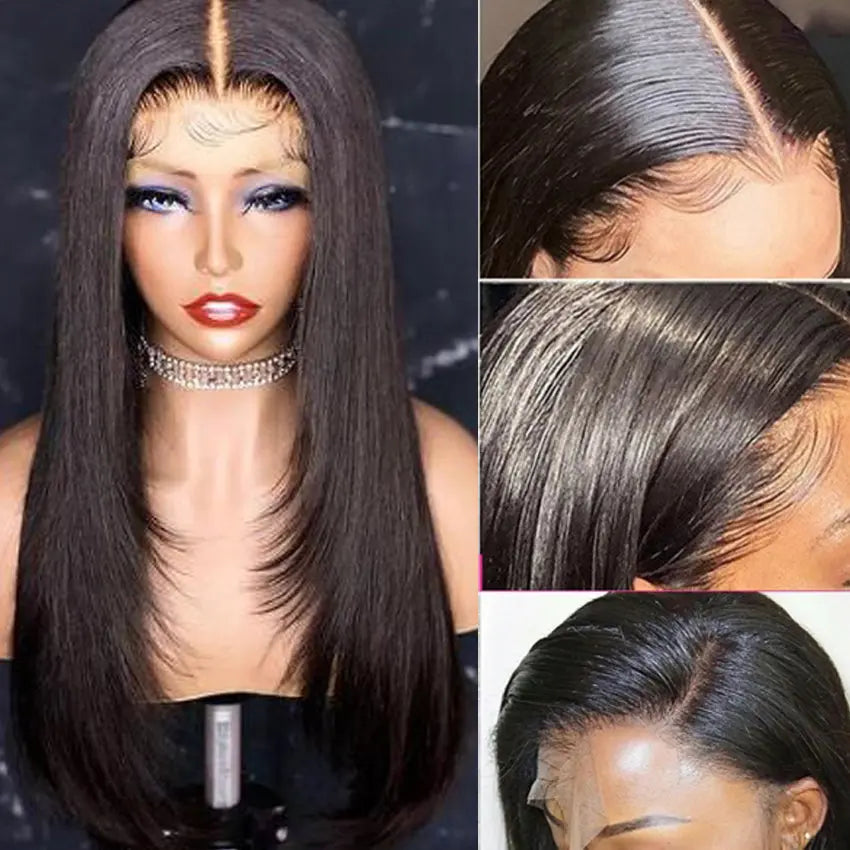 Brazilian virgin straight human hair lace front wig - GlossiChic Collection 10 Inches / 13*6 lace front wig GlossiChic Collection