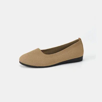 Round Toe Knit Ballet Flats - GlossiChic Collection Khaki / 36 GlossiChic Collection Shoes & Accessories