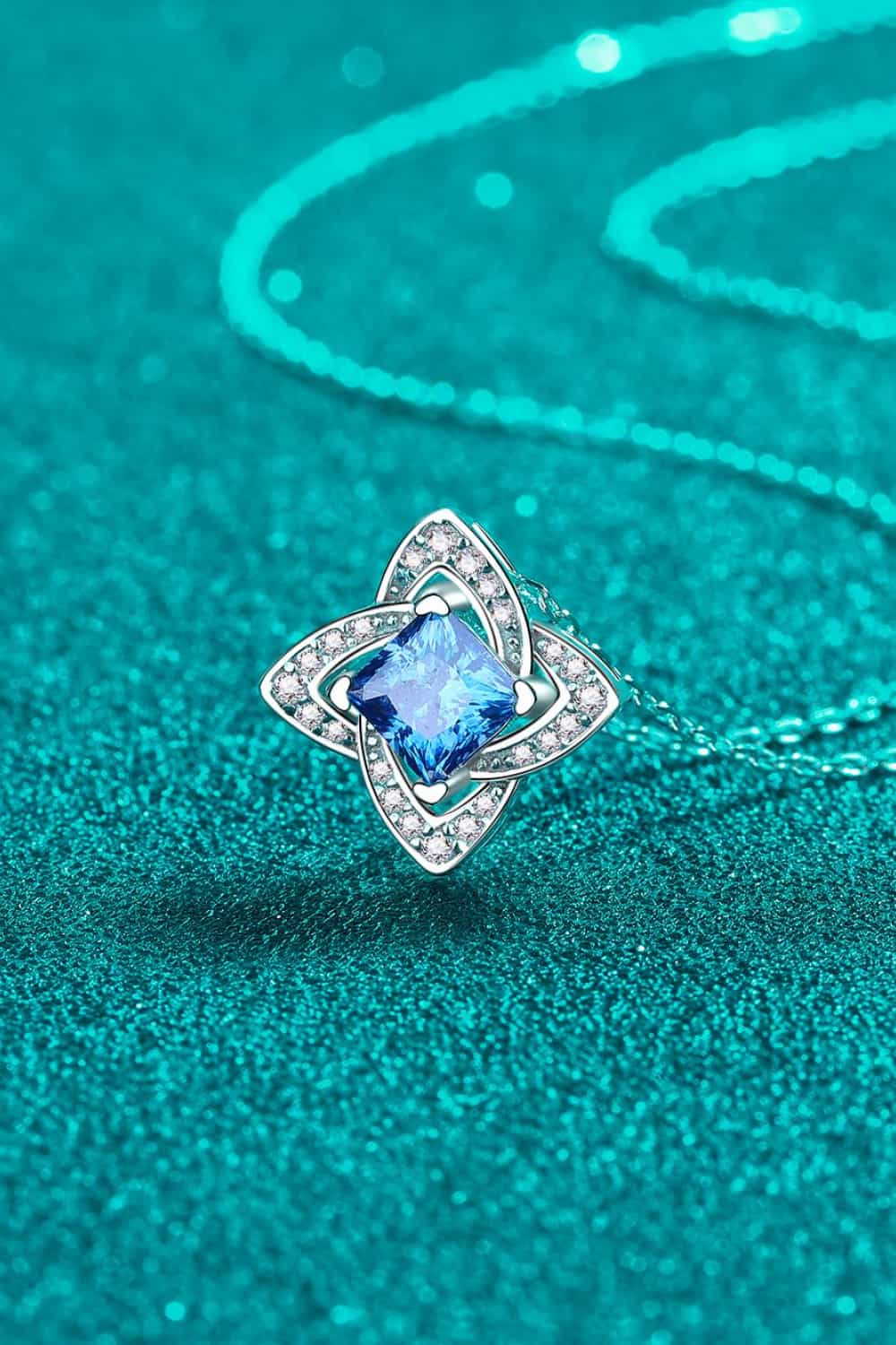 1 Carat Moissanite Floral Pendant Necklace - GlossiChic Collection Sky Blue / One Size GlossiChic Collection jewelry