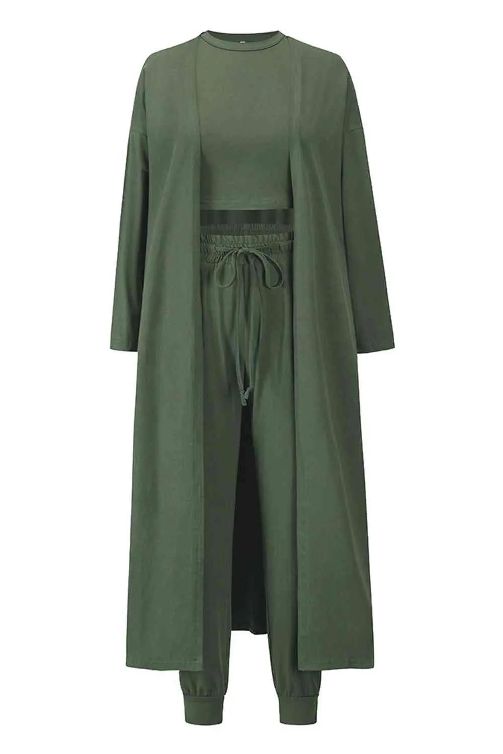 Tank, Pants, Cardigan Set - GlossiChic Collection Taupe / S GlossiChic Collection Outfit Sets