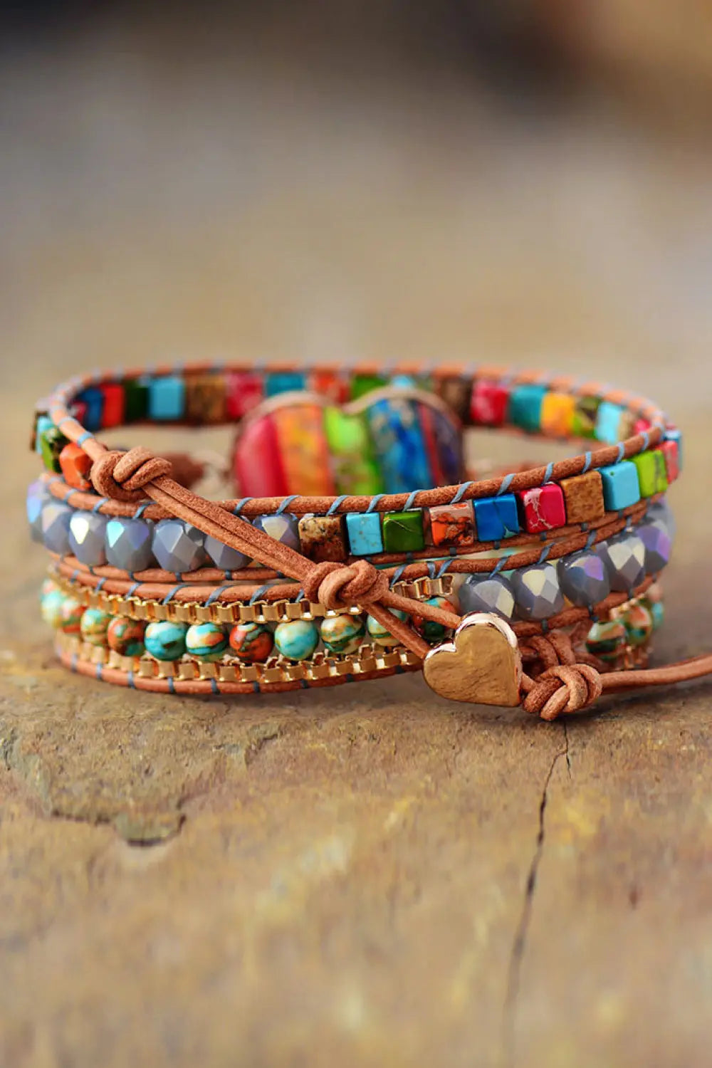 Imperial Jasper & Crystal Layered Bracelet - GlossiChic Collection Multicolor / One Size GlossiChic Collection Bracelets