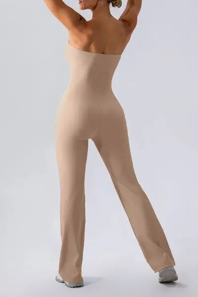 Sleeveless Straight Active Jumpsuit - GlossiChic Collection Camel / S GlossiChic Collection Jumpers & Rompers