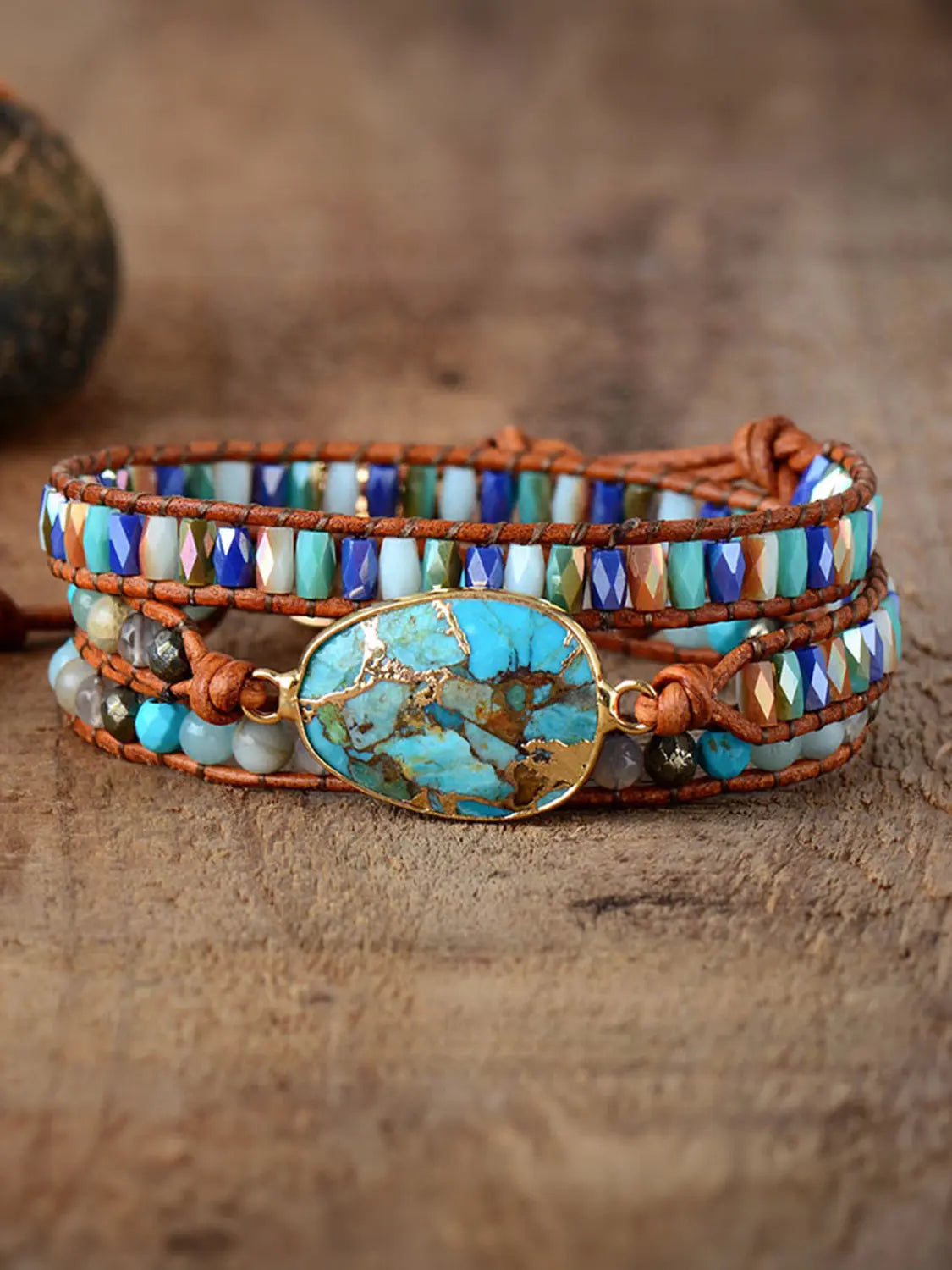 Triple-Layer Natural Stone Bracelet - GlossiChic Collection Aqua / One Size GlossiChic Collection jewelry