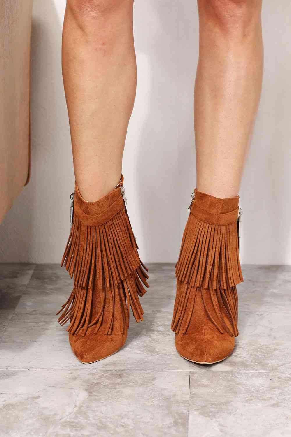 Tassel Wedge Heel Ankle Booties - GlossiChic Collection Ochre / 6 GlossiChic Collection Shoes & Accessories