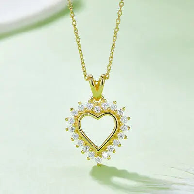 Moissanite 925 Sterling Silver Heart Pendant Necklace - GlossiChic Collection Gold / One Size GlossiChic Collection jewelry
