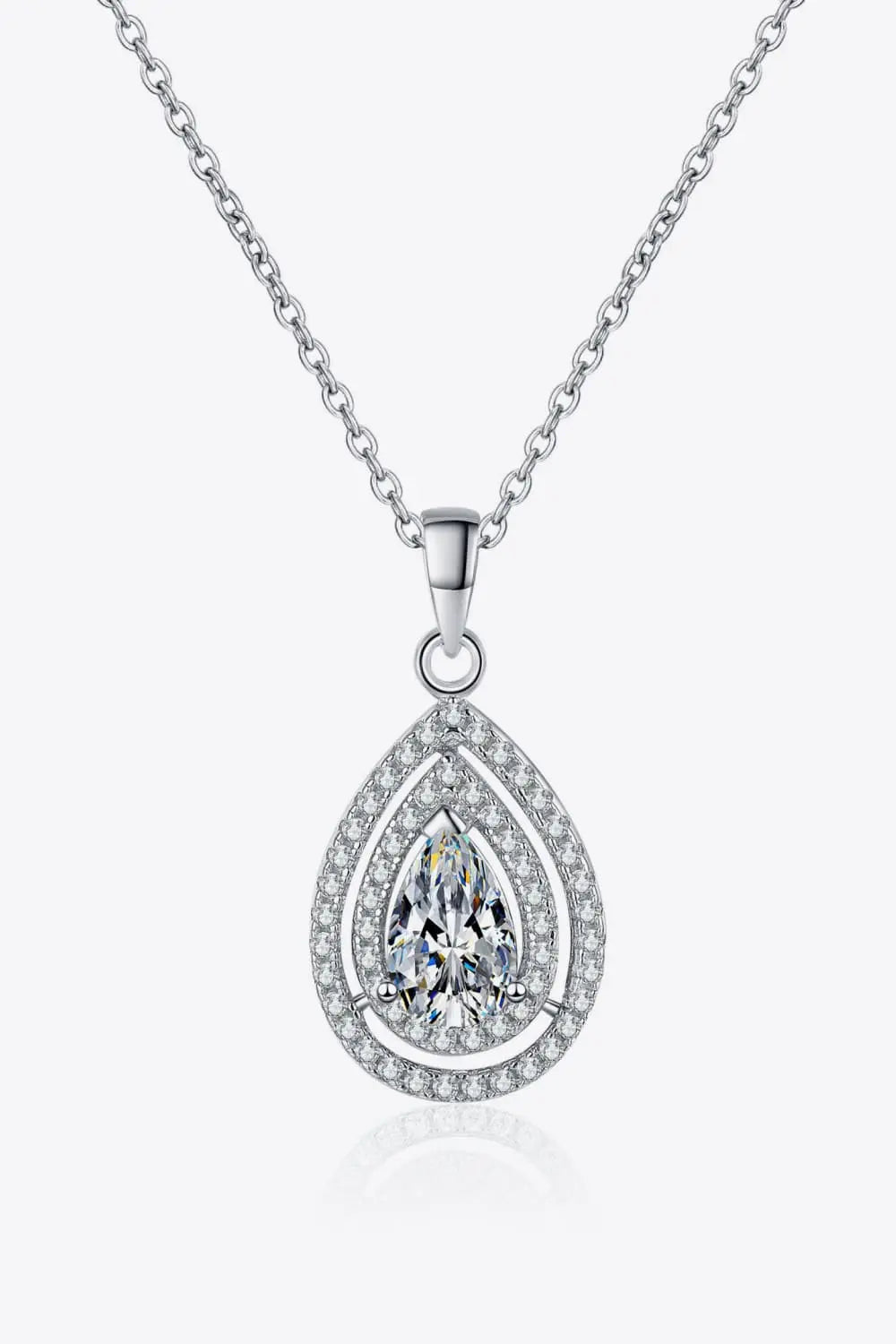 1 Carat Moissanite Teardrop Pendant Necklace - GlossiChic Collection Silver / One Size GlossiChic Collection jewelry