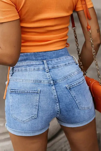 Button-Fly Denim Shorts with Pockets - GlossiChic Collection Medium / 6 GlossiChic Collection Jeans, Pants, & Shorts