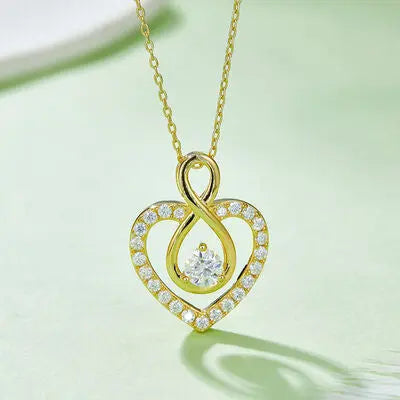 1 Carat Moissanite 925 Sterling Silver Heart Shape Necklace - GlossiChic Collection Gold / One Size GlossiChic Collection jewelry