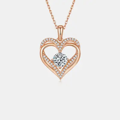 1.2 Carat Moissanite 925 Sterling Sliver Heart Necklace - GlossiChic Collection Gold / One Size GlossiChic Collection jewelry