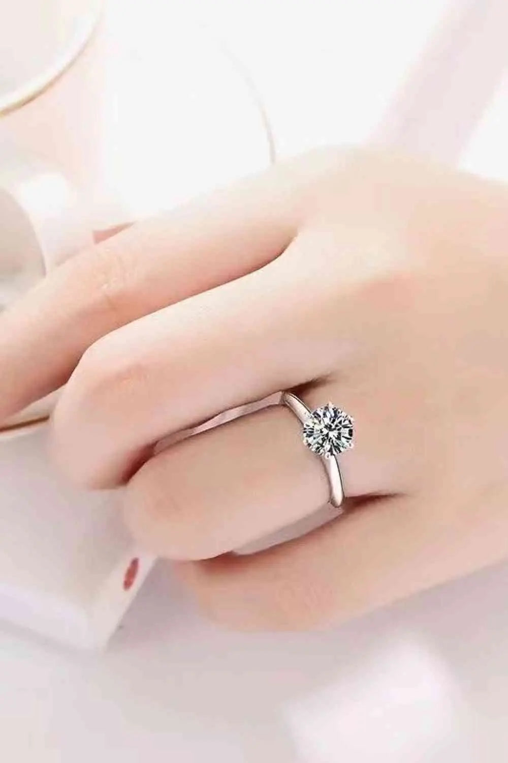 925 Sterling Silver 3 Carat Moissanite 6-Prong Ring - GlossiChic Collection Silver / 5 GlossiChic Collection jewelry