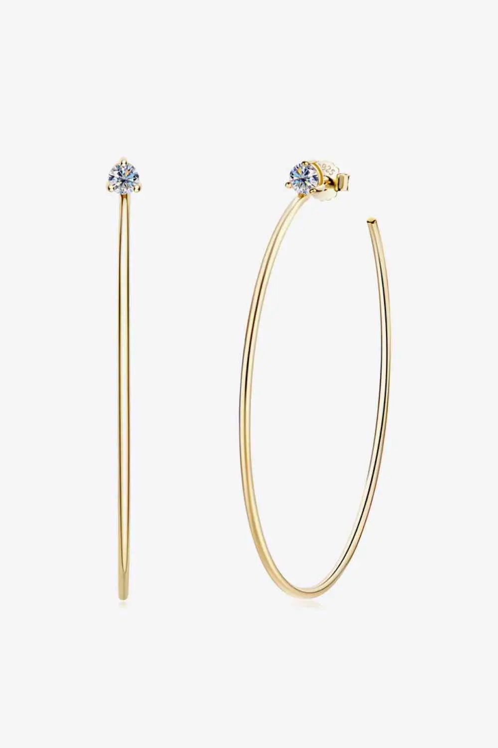 925 Sterling Silver Moissanite Hoop Earrings - GlossiChic Collection Gold / One Size GlossiChic Collection jewelry