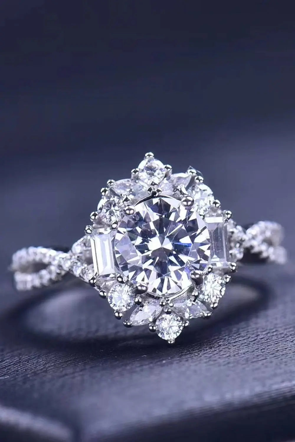 Floral 2 Carat Moissanite Crisscross Ring - GlossiChic Collection Silver / 5 GlossiChic Collection jewelry