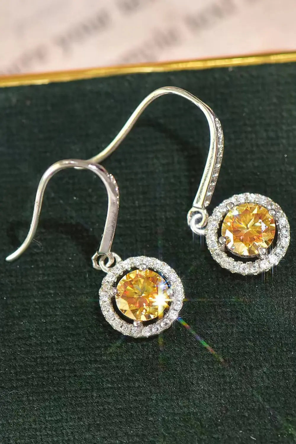 Platinum-Plated 2 Carat Moissanite Drop Earrings - GlossiChic Collection Yellow/White / One Size GlossiChic Collection jewelry