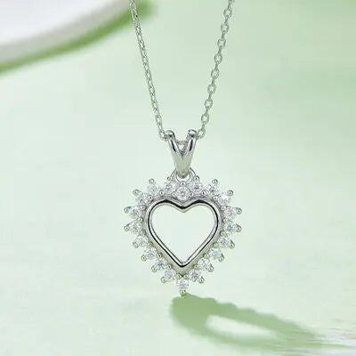 Moissanite 925 Sterling Silver Heart Pendant Necklace - GlossiChic Collection Silver / One Size GlossiChic Collection jewelry