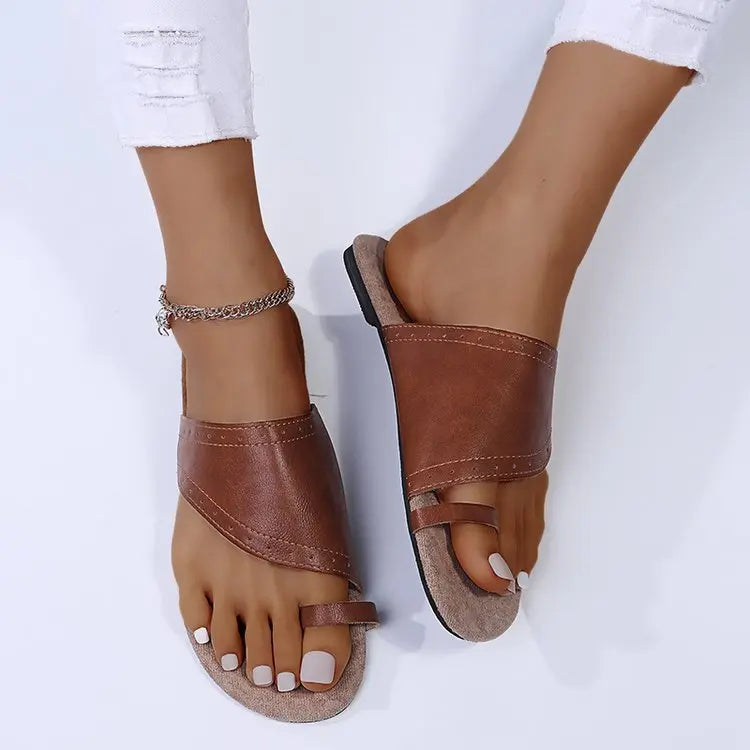 Retro Flat Bottom Casual Sandals - GlossiChic Collection Dark Brown / 35 GlossiChic Collection Shoes & Accessories