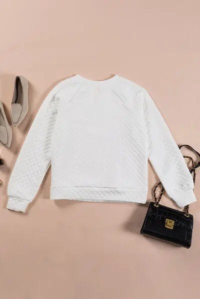 Notched Long Sleeve Sweater - GlossiChic Collection White / S GlossiChic Collection apparel