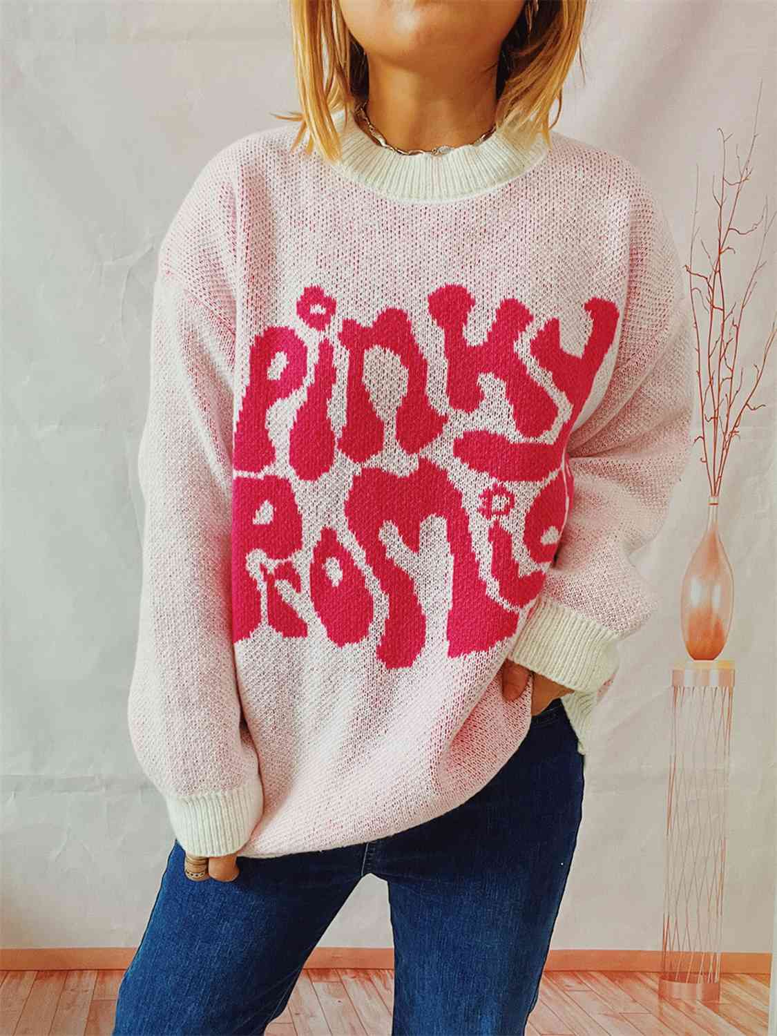 PINKY PROMISE Graphic Sweater - GlossiChic Collection Blush Pink / S GlossiChic Collection apparel