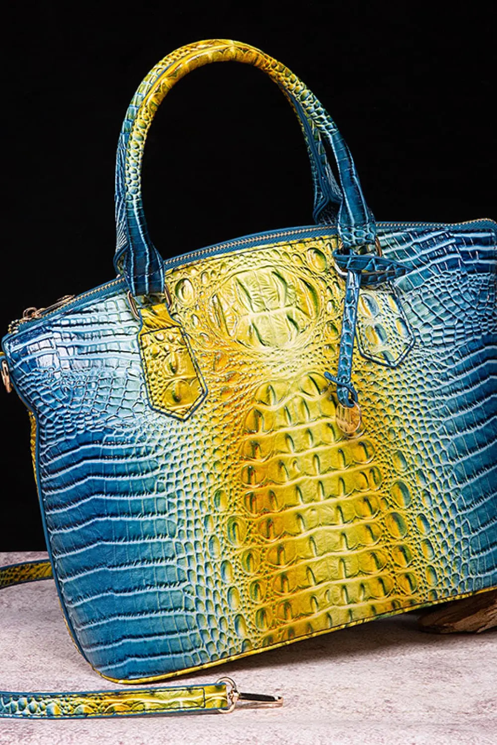 Gradient PU Leather Handbag - GlossiChic Collection Yellow/Blue / One Size GlossiChic Collection handbags