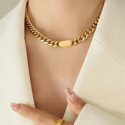 18K Gold-Plated Titanium Steel Chain Necklace - GlossiChic Collection Gold / One Size GlossiChic Collection jewelry