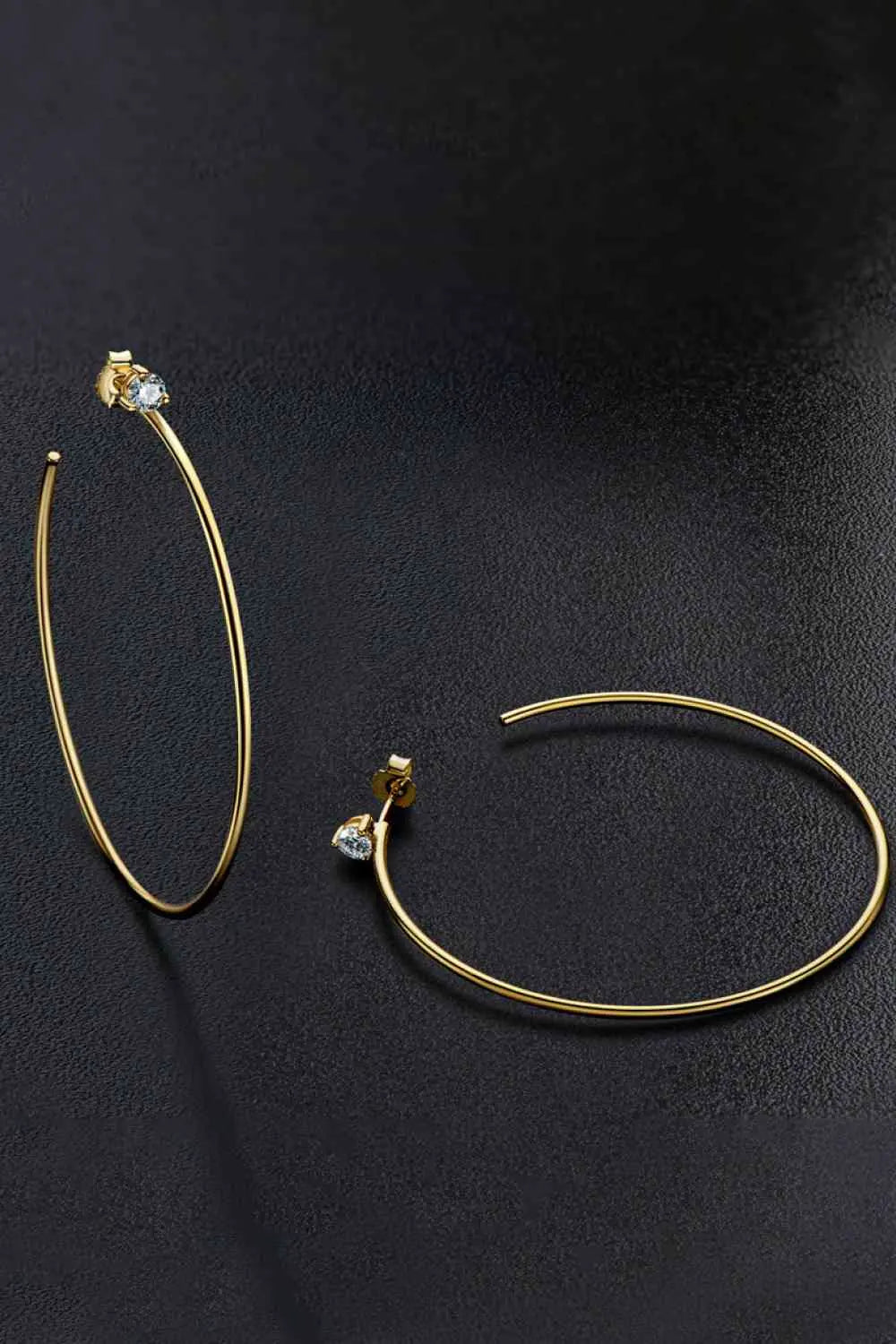 925 Sterling Silver Moissanite Hoop Earrings - GlossiChic Collection Gold / One Size GlossiChic Collection jewelry