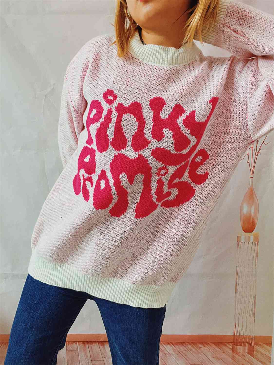 PINKY PROMISE Graphic Sweater - GlossiChic Collection Deep Rose / S GlossiChic Collection apparel