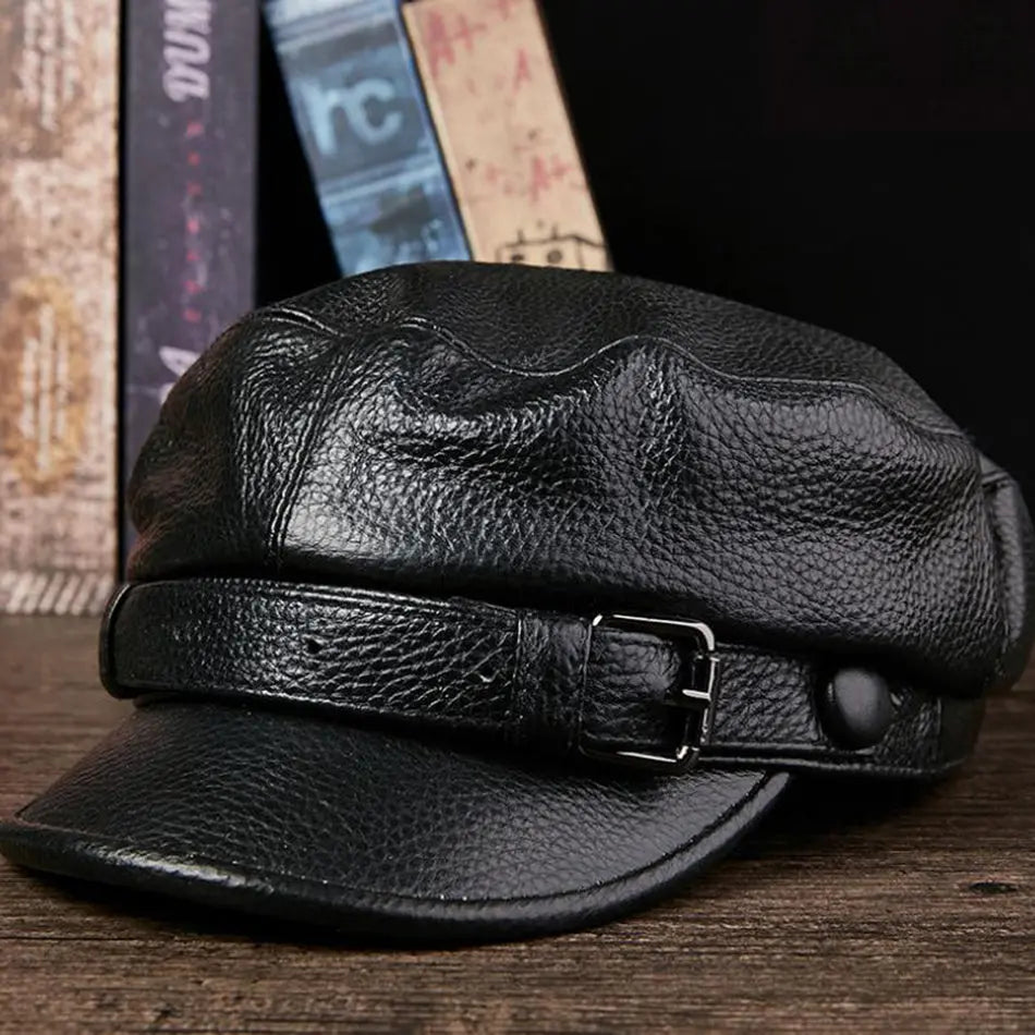 Fashion Retro PU Leather Beret - GlossiChic Collection Black / 2XL GlossiChic Collection Belts & Hats