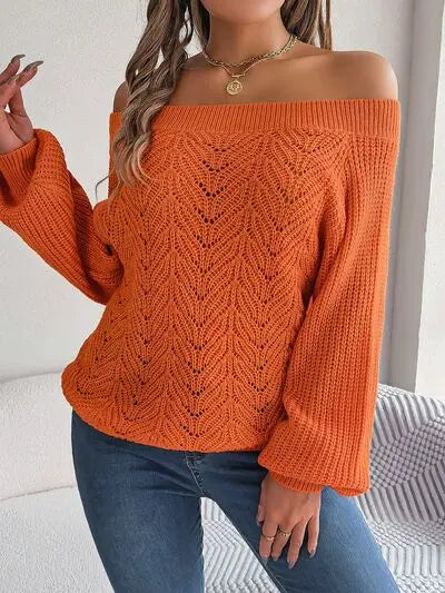  Off-Shoulder Long Sleeve Sweater GlossiChic Collection