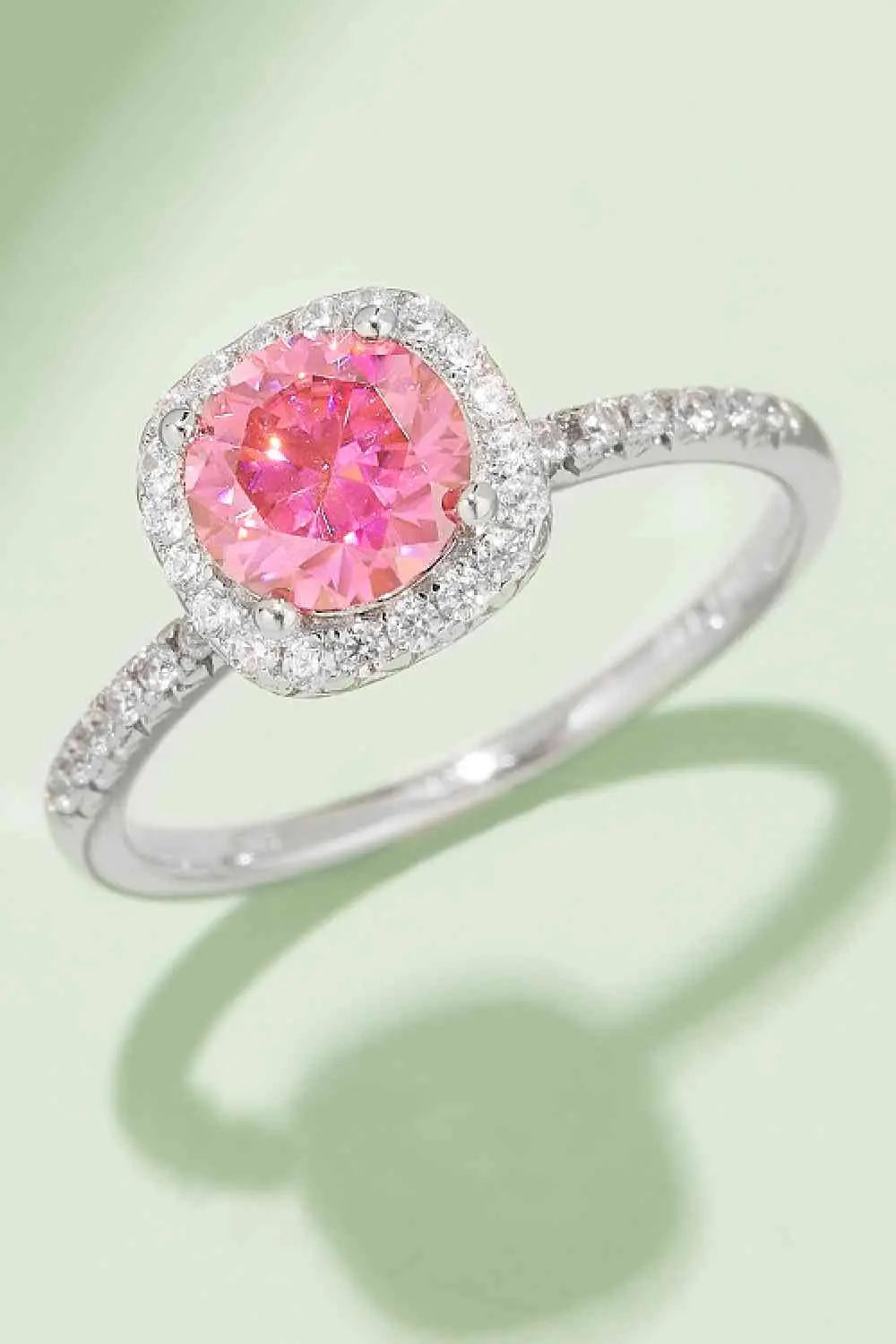 1 Carat Moissanite 925 Sterling Silver Halo Ring - GlossiChic Collection Deep Rose / 4.5 GlossiChic Collection jewelry