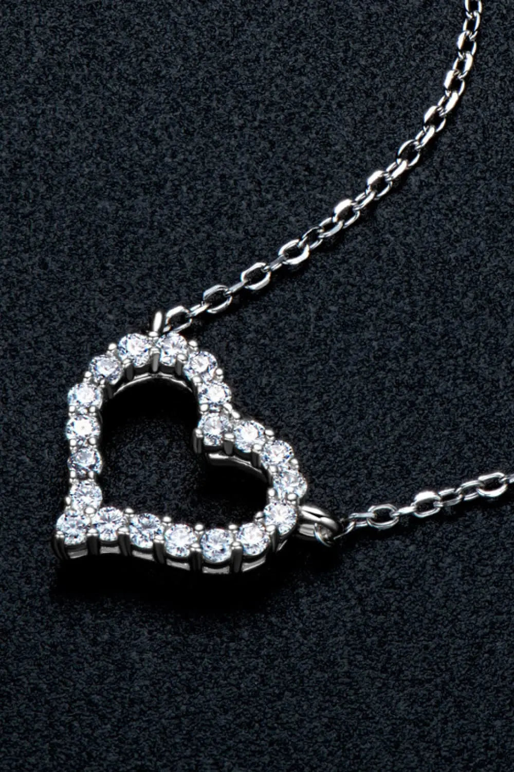 Moissanite Platinum-Plated Heart Necklace - GlossiChic Collection Silver / One Size GlossiChic Collection jewelry
