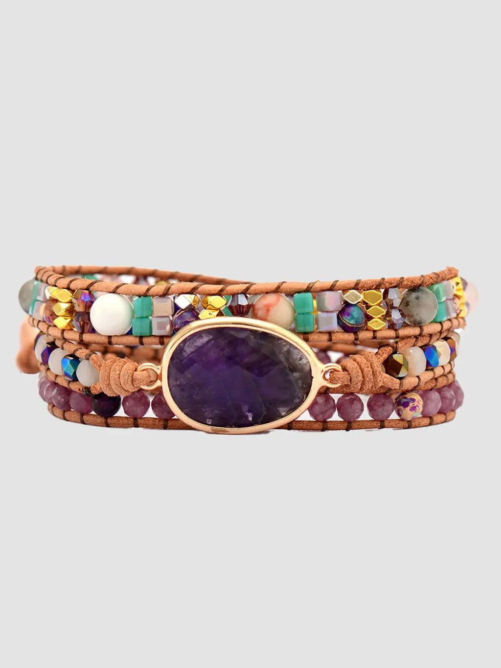 Triple-Layer Amethyst Bracelet - GlossiChic Collection Plum / One Size GlossiChic Collection jewelry