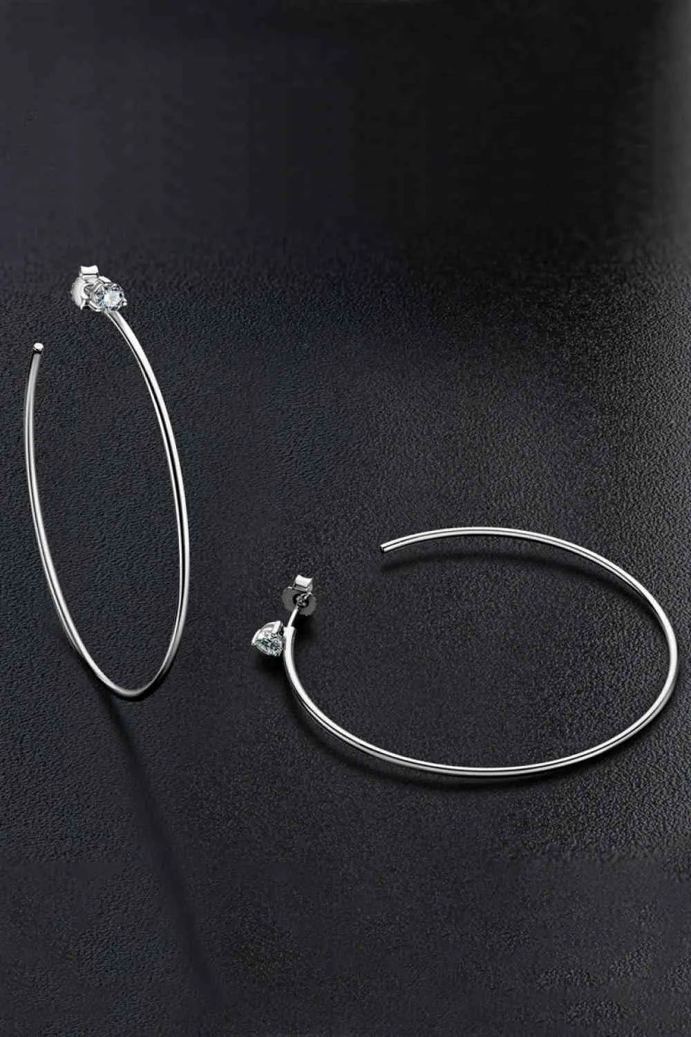 925 Sterling Silver Moissanite Hoop Earrings - GlossiChic Collection Silver / One Size GlossiChic Collection jewelry