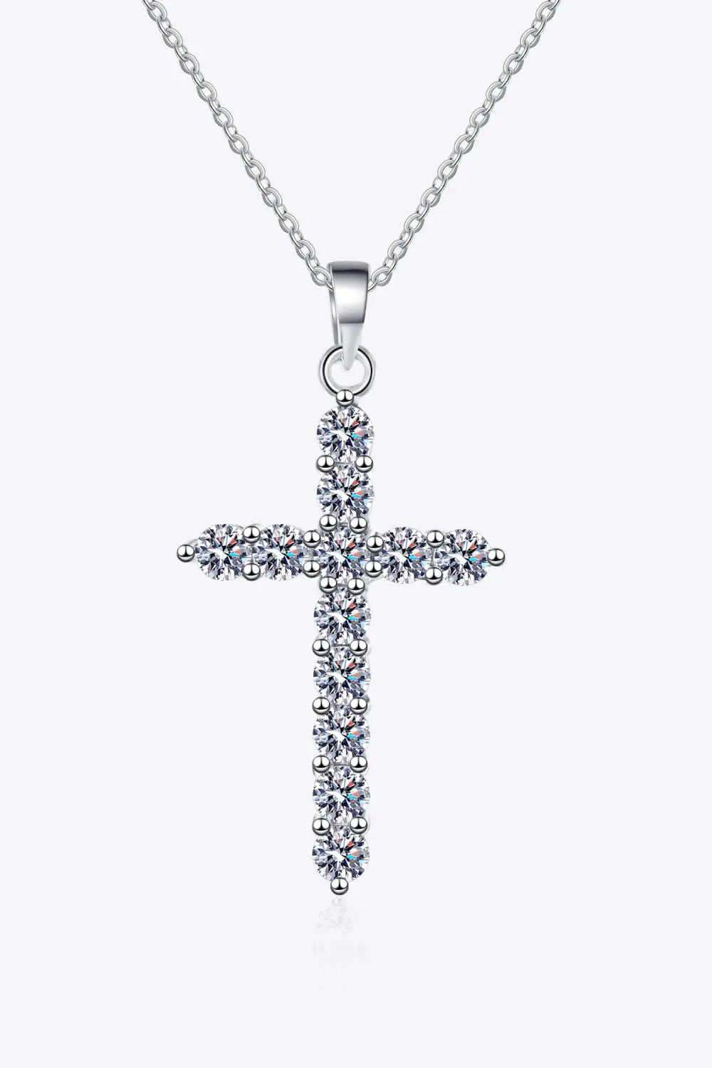 925 Sterling Silver Cross Moissanite Necklace - GlossiChic Collection Silver / One Size GlossiChic Collection jewelry