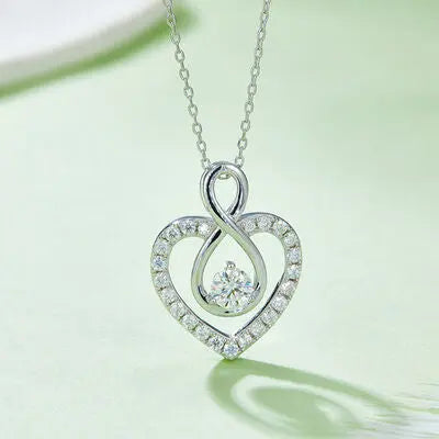 1 Carat Moissanite 925 Sterling Silver Heart Shape Necklace - GlossiChic Collection Silver / One Size GlossiChic Collection jewelry