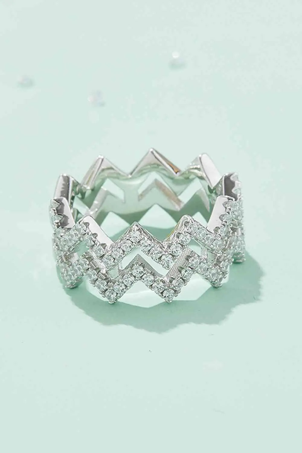 Moissanite Zigzag Stacking Rings - GlossiChic Collection Silver / 4.5 GlossiChic Collection jewelry