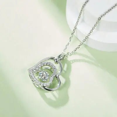 Moissanite 925 Sterling Silver Heart Necklace - GlossiChic Collectionjewelry