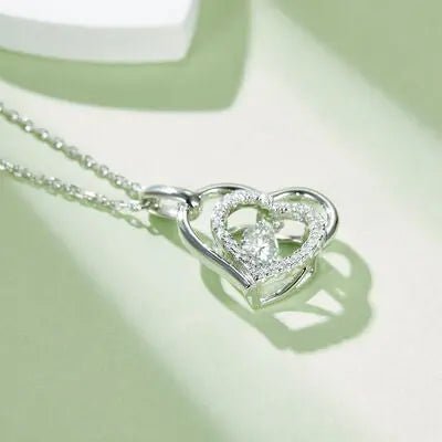 Moissanite 925 Sterling Silver Heart Necklace - GlossiChic Collectionjewelry