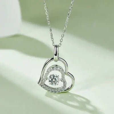 Moissanite 925 Sterling Silver Heart Necklace - GlossiChic Collectionjewelry