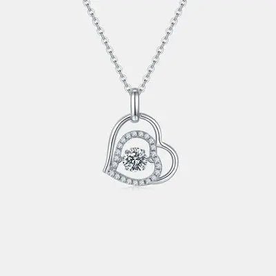 Moissanite 925 Sterling Silver Heart Necklace - GlossiChic Collectionjewelry