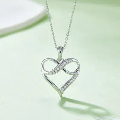 Moissanite 925 Sterling Silver Heart Necklace - GlossiChic Collectionjewelry