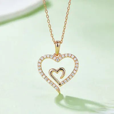 Moissanite 925 Sterling Silver Heart Pendant Necklace - GlossiChic Collectionjewelry