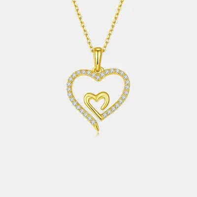 Moissanite 925 Sterling Silver Heart Pendant Necklace - GlossiChic Collectionjewelry
