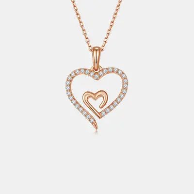 Moissanite 925 Sterling Silver Heart Pendant Necklace - GlossiChic Collectionjewelry