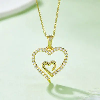 Moissanite 925 Sterling Silver Heart Pendant Necklace - GlossiChic Collectionjewelry