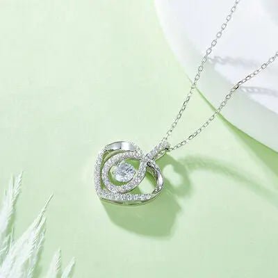 Moissanite 925 Sterling Silver Heart Shape Necklace - GlossiChic Collectionjewelry